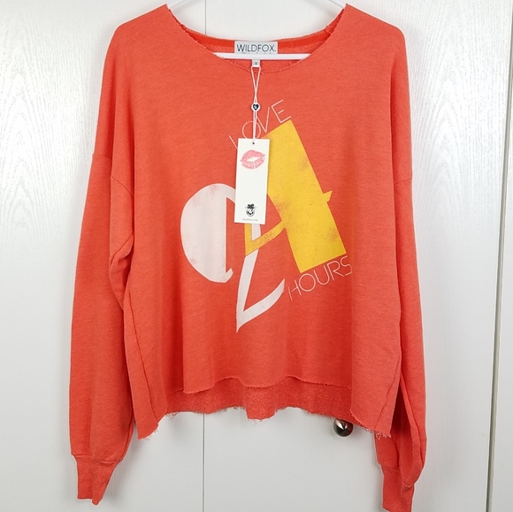 Wildfox Orange oversized Love 24/7 Sweatshirt - Picture 1 of 6